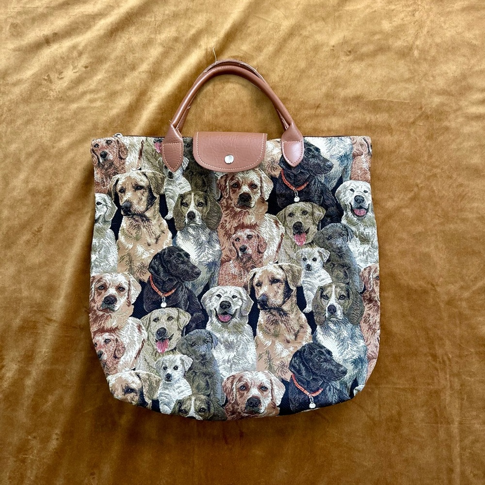 🦮 VINTAGE 90s/Y2K LABRADOR SIGNARE TAPESTRY TOTE BAG 🦮